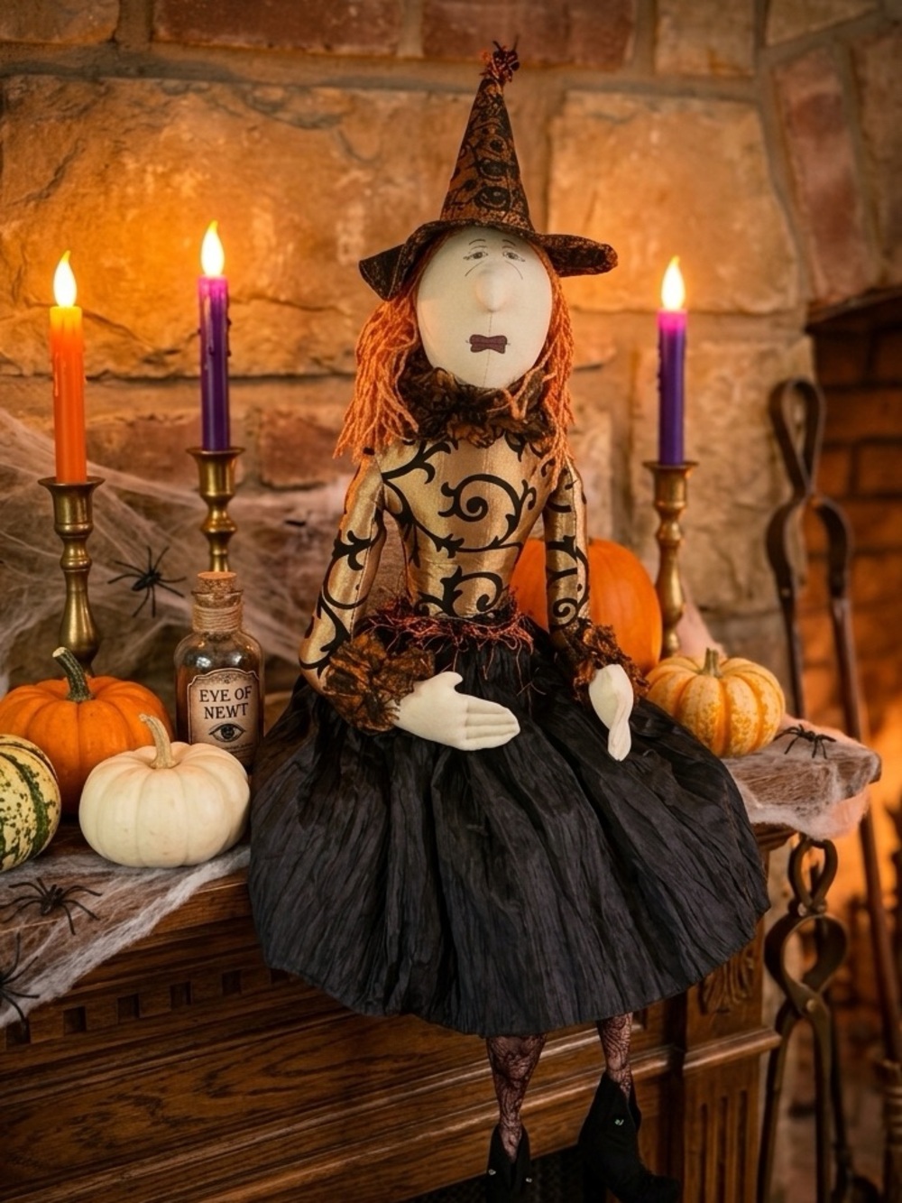 Halloween Witch Soft Sculpture Shelf Sitter by Joe Spencer